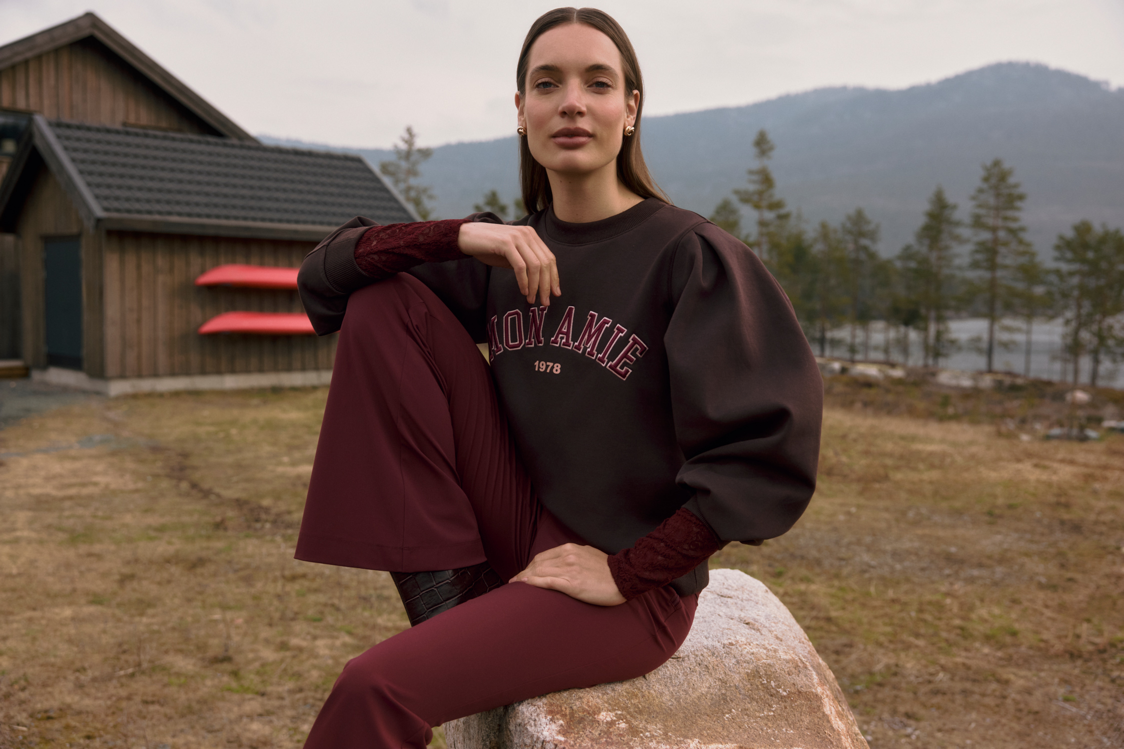 LADY DAY Dames Sweater Mon Amie Donkerbruin