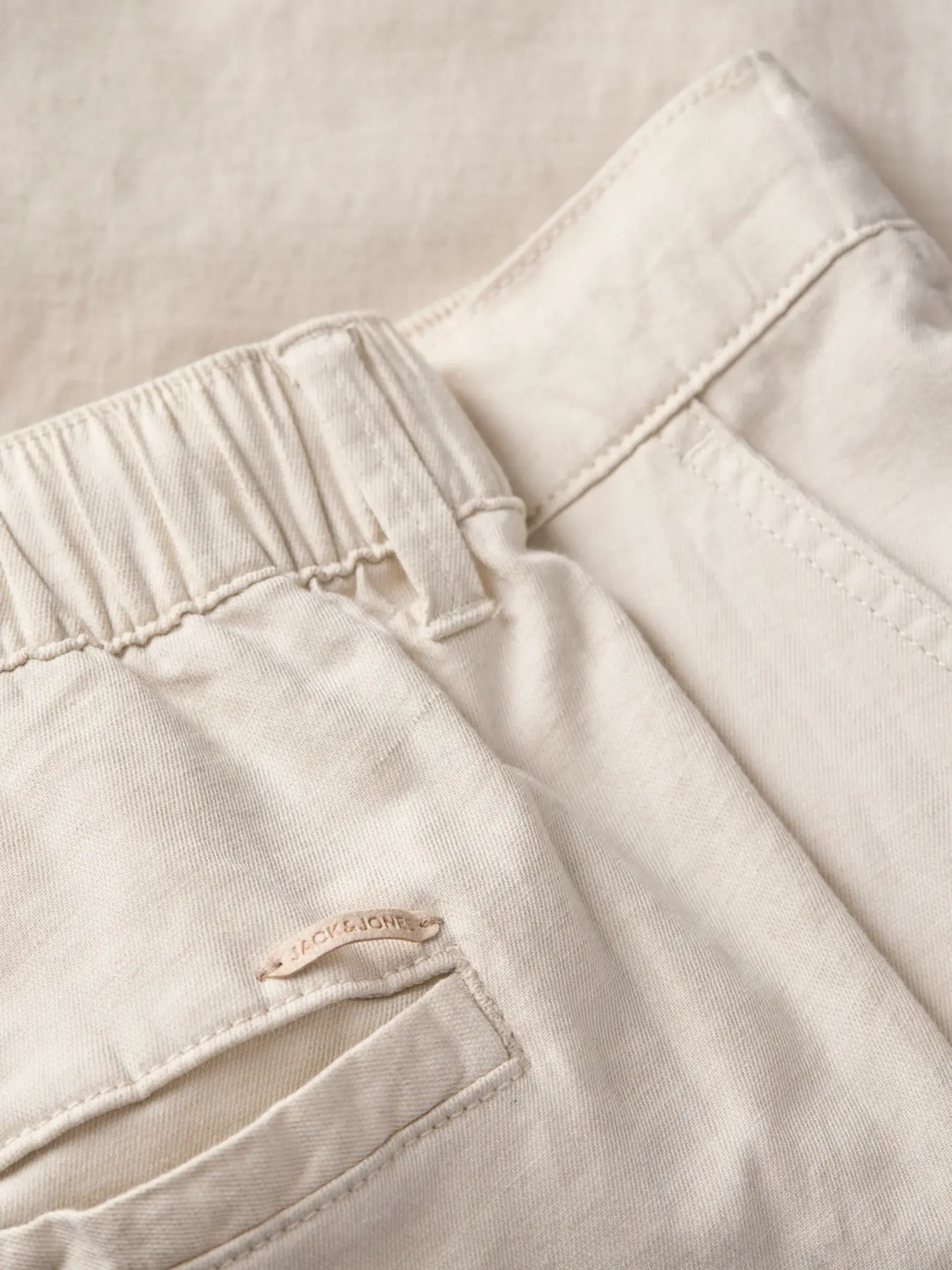 JACK & JONES Heren Korte Broek Regular Chino Cotton/ Linnen Moonbeam - Afbeelding 3