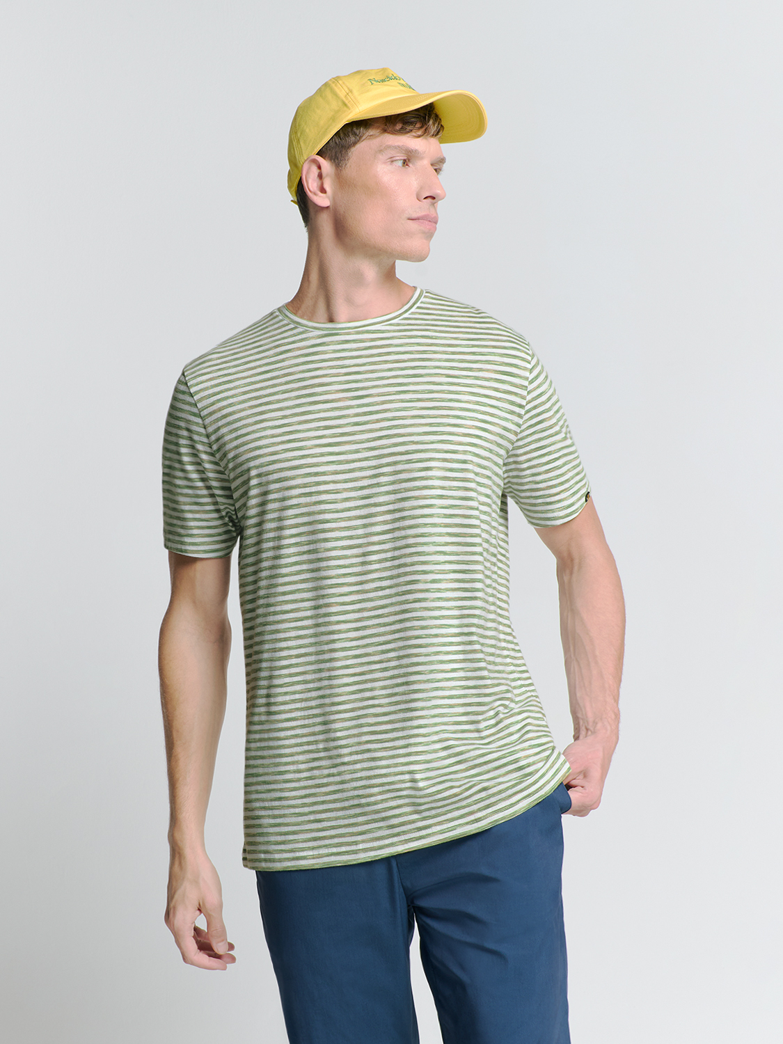 NO EXCESS T-Shirt Wit-Groen Gestreept 