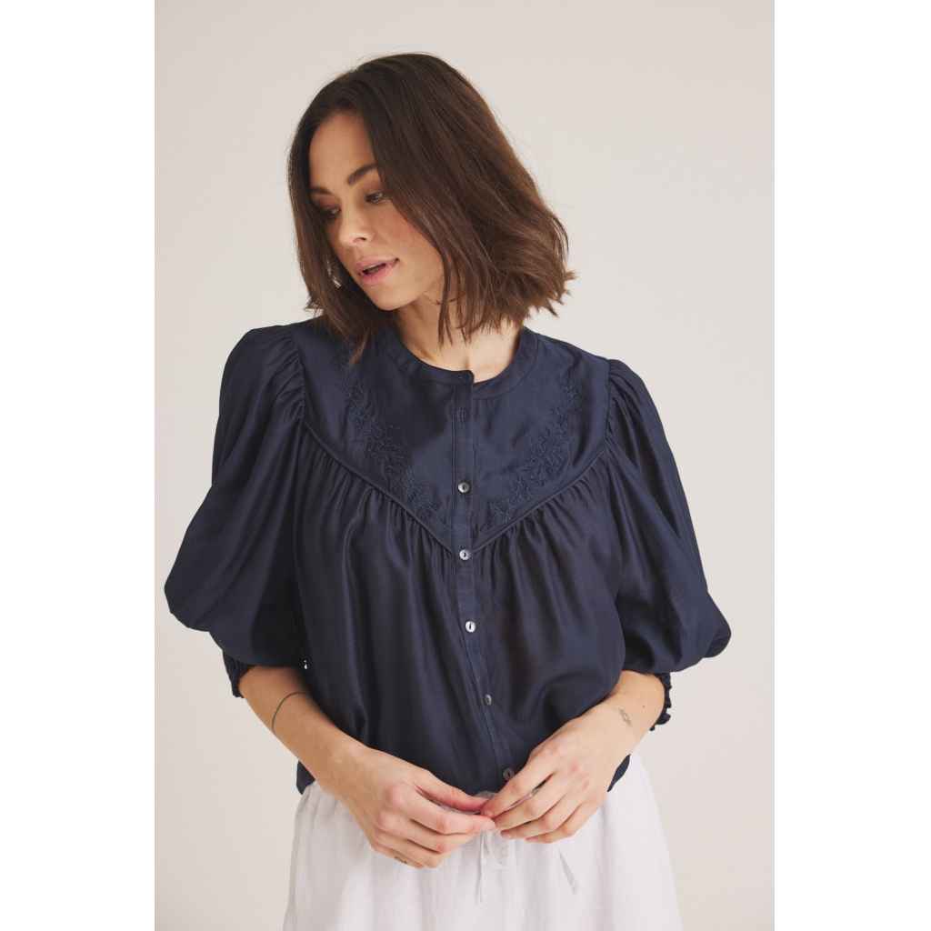 ONE TWO LUXZUZ Blouse Jeana Donkerblauw 