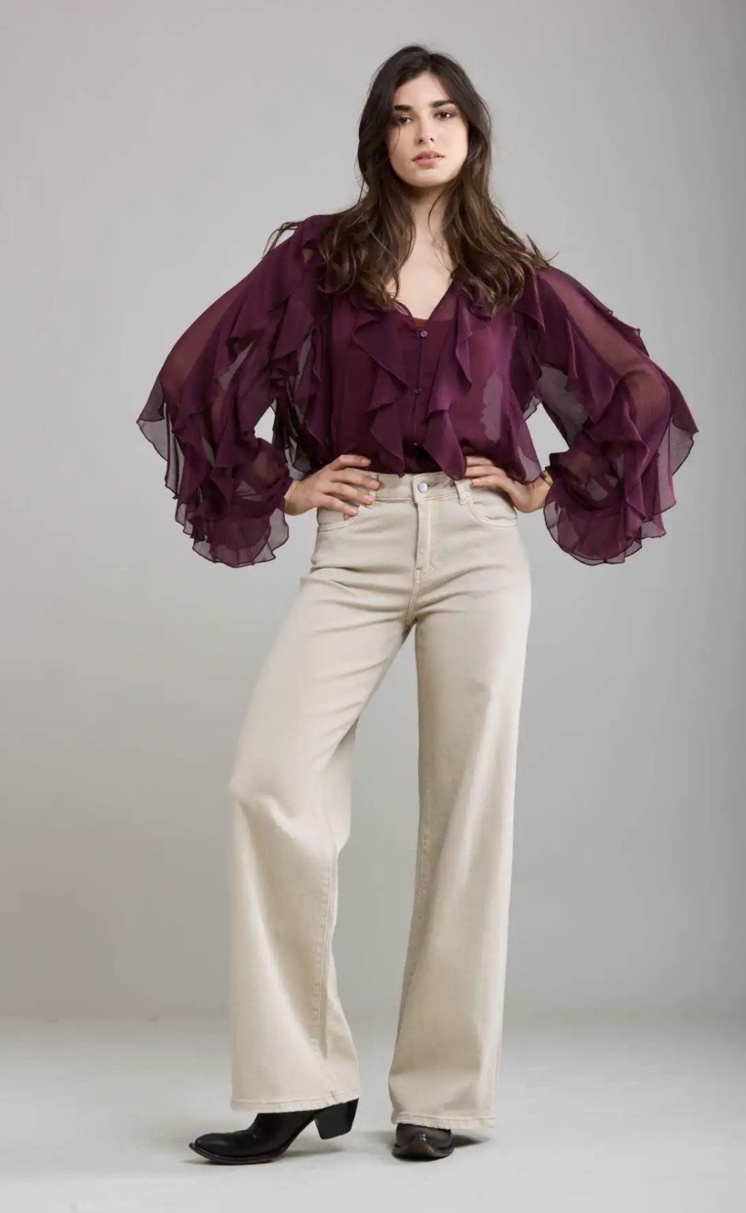 HOFTRENDS Broek Wide Leg Zandkleur 
