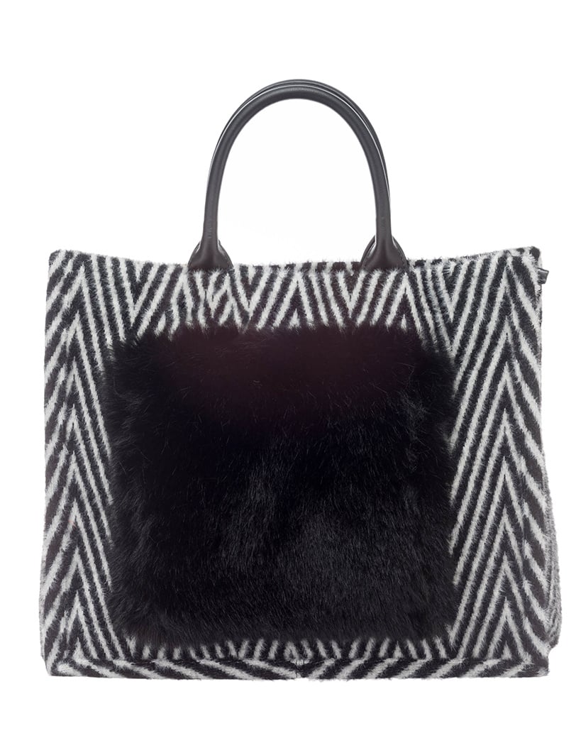 HOFTRENDS Handtas Fake Fur Zwart-Wit 