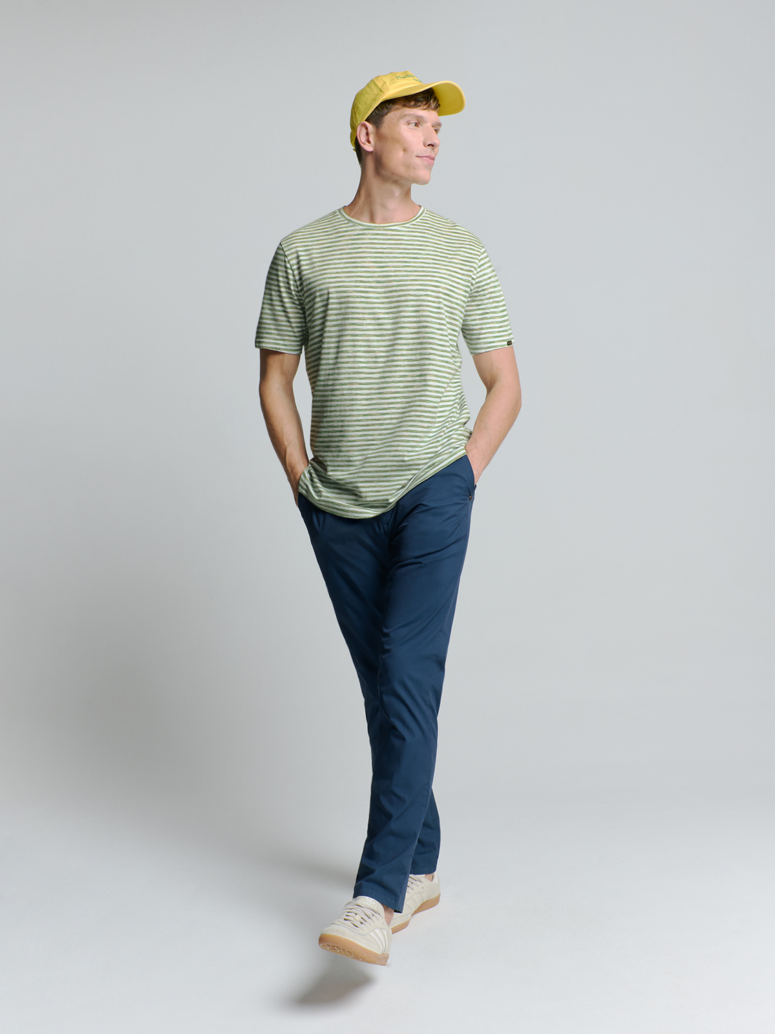 NO EXCESS T-Shirt Wit-Groen Gestreept  - Afbeelding 2