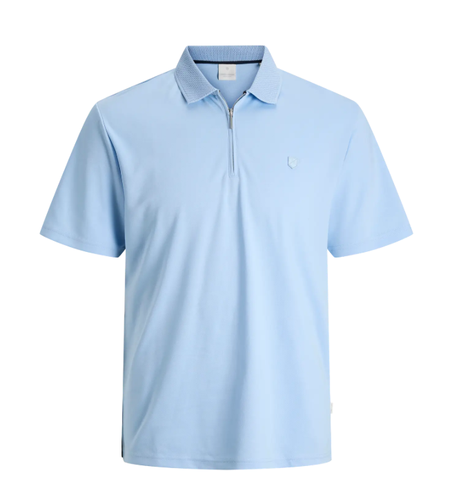 JACK&JONES Heren Poloshirt Met Rits Lichtblauw