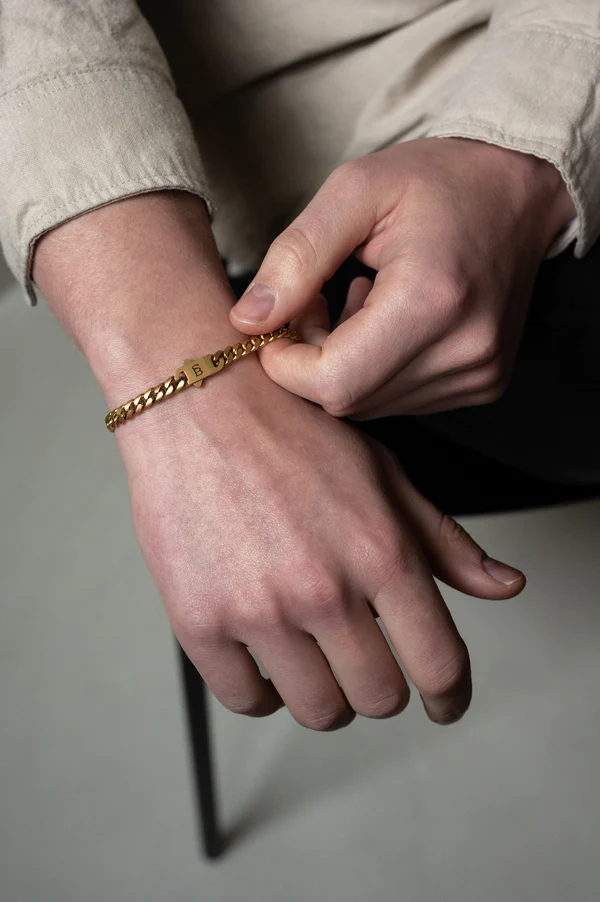 Steel&Barnett Herenarmband Svelte Stephen - Matt Gold  - Afbeelding 2