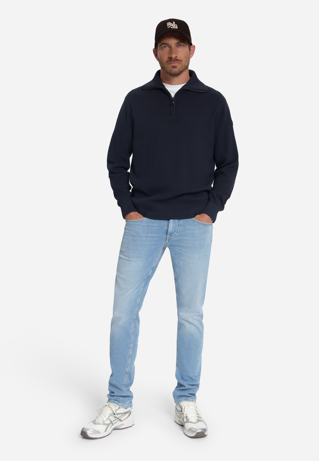 NO EXCESS Heren Schippers Trui Met Rits Donkerblauw - Afbeelding 3