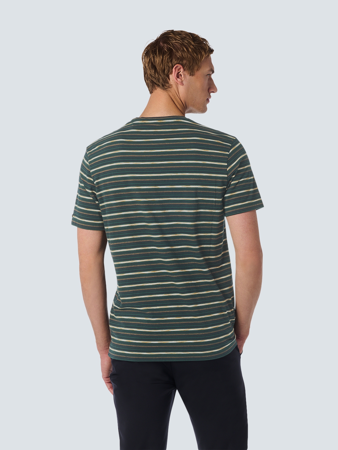 NO EXCESS T-Shirt Gestreept Donkergroen  - Afbeelding 3