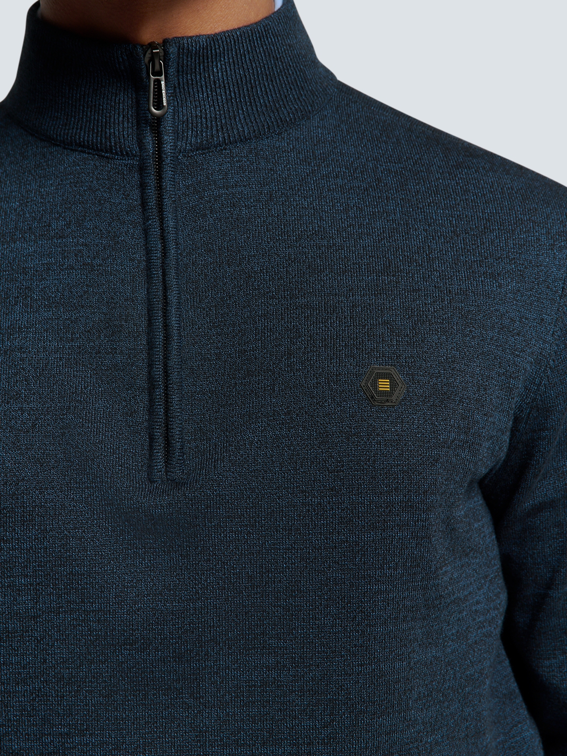 NO EXCESS Gebreide Heren Trui Met Halve Rits Blauw - Afbeelding 5