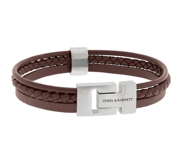 STEEL&BARNETT Herenarmband Casual Cole Bruin Leer 