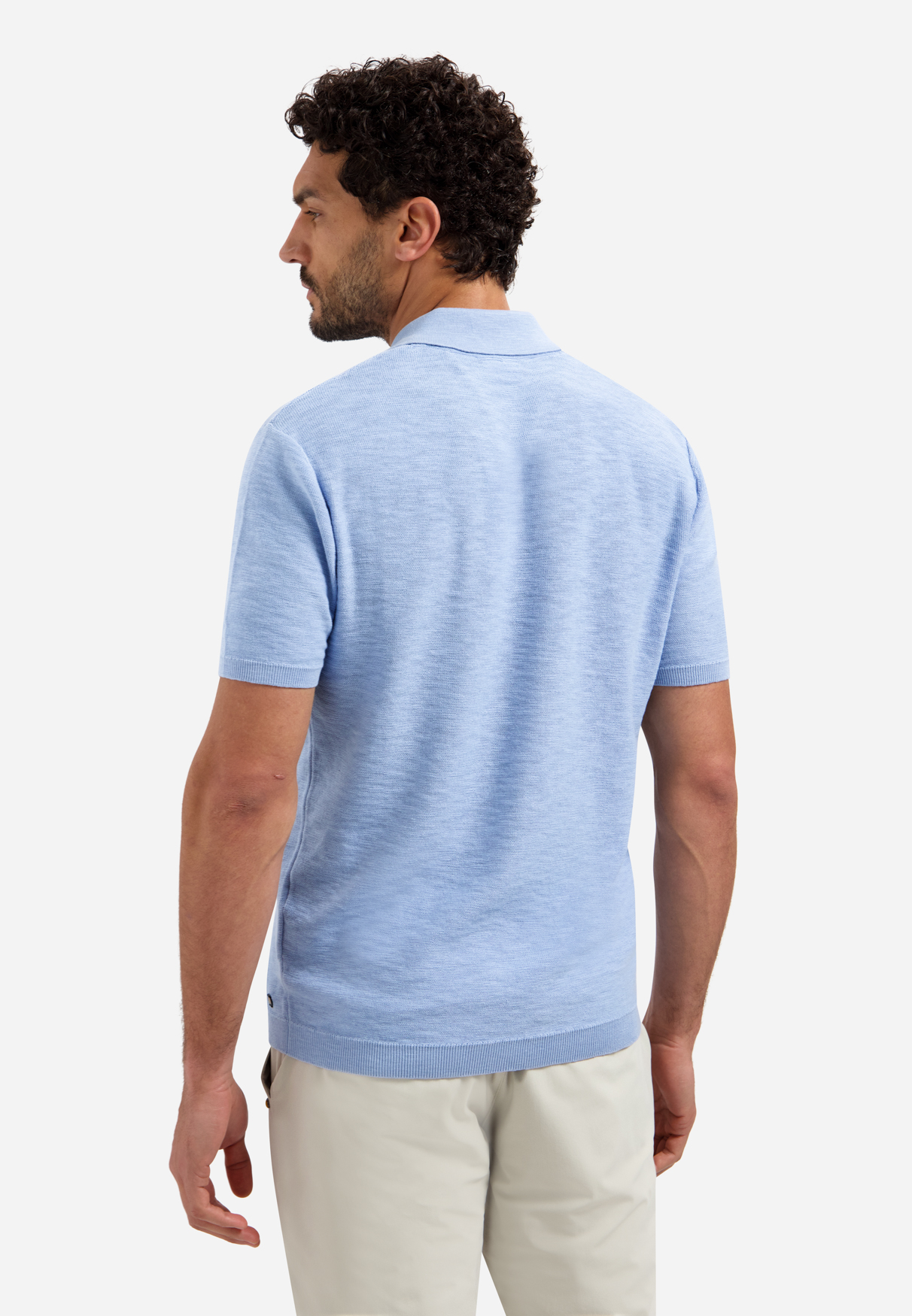 NO EXCESS Gebreid Heren Poloshirt Lichtblauw - Afbeelding 2