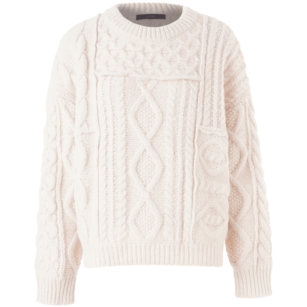 ONE TWO LUXZUZ Gebreide Dames Kabeltrui Jelona Offwhite  - Afbeelding 2