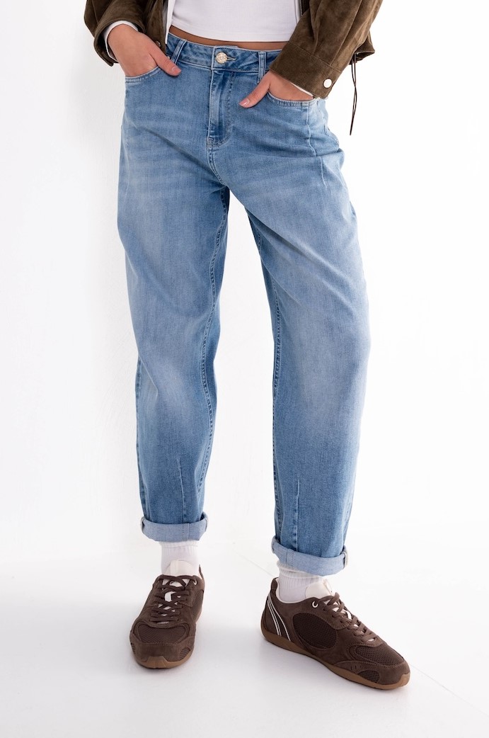 DNM PURE Dames Carrot Spijkerbroek Cool J Spring Blue Lengte 28