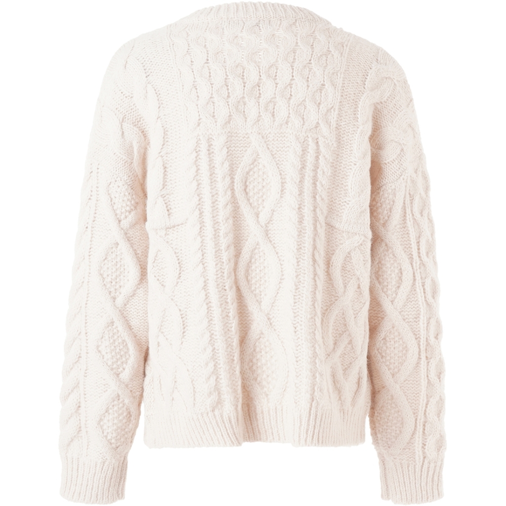 ONE TWO LUXZUZ Gebreide Dames Kabeltrui Jelona Offwhite  - Afbeelding 3