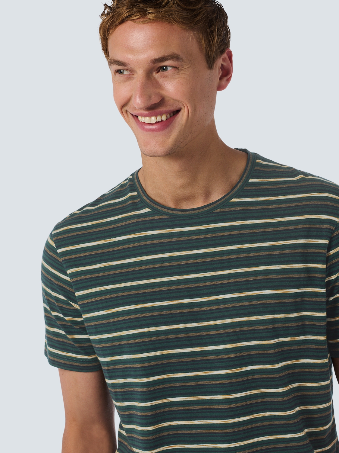 NO EXCESS T-Shirt Gestreept Donkergroen  - Afbeelding 6