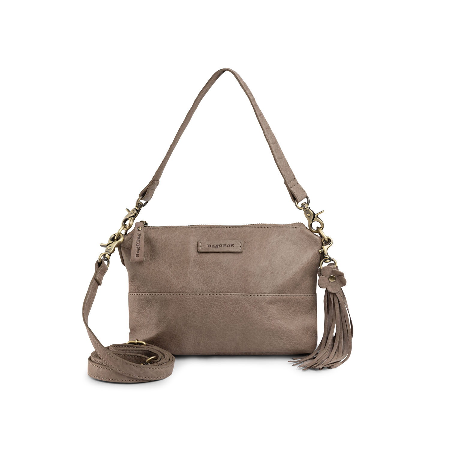 BAG2BAG Tas Nora Leer Grey Taupe 