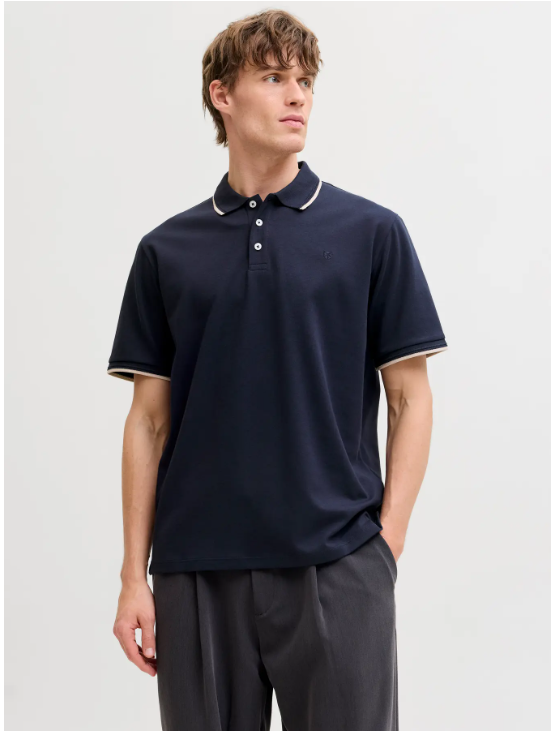 JACK & JONES Premium Heren Poloshirt Tricot Donkerblauw - Afbeelding 3