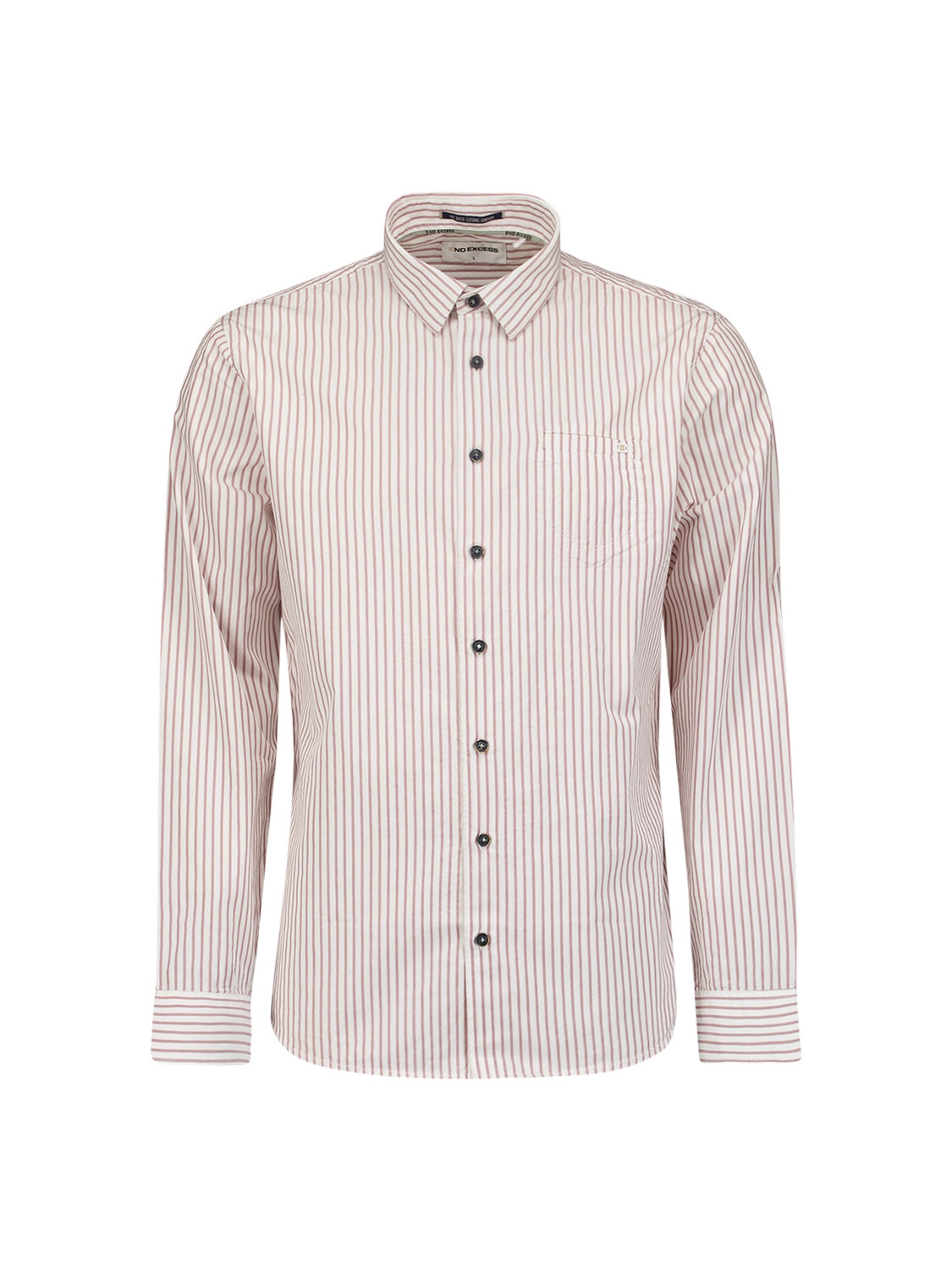 NO EXCESS Heren Overhemd Gestreept Wit-Aubergine 