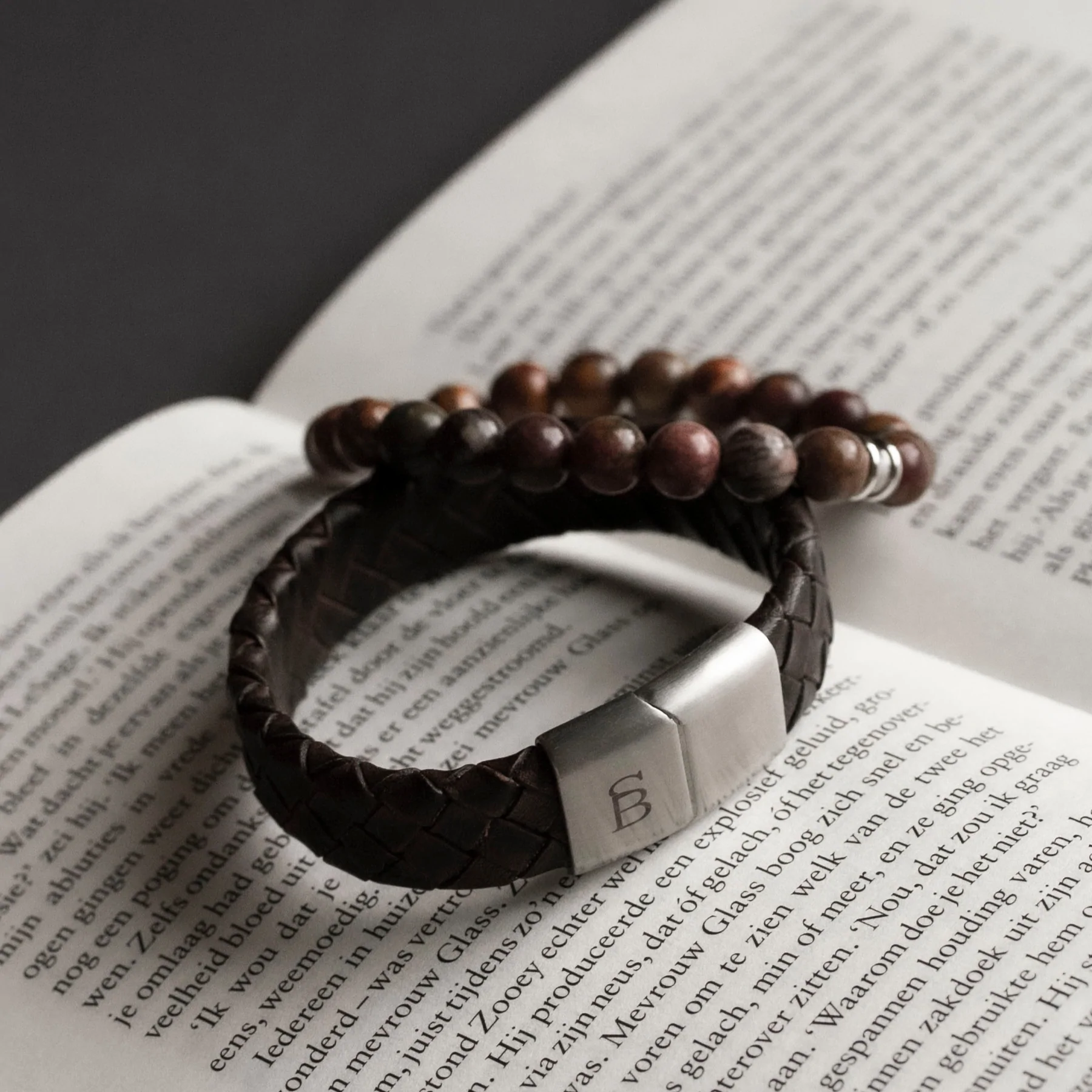Steel&Barnett Herenarmband Stones Basic Bronzite - Afbeelding 2