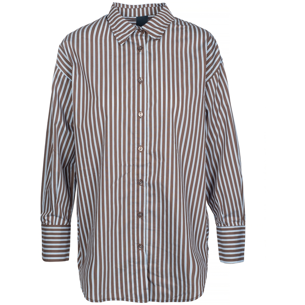 ONE TWO LUXZUZ Dames Blouse Gertantu Bruin Gestreept  - Afbeelding 2