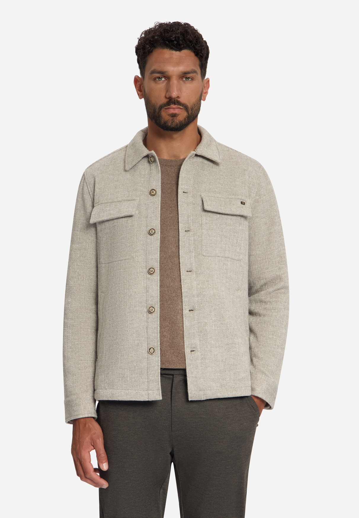 NO EXCESS Heren Overshirt Beige 