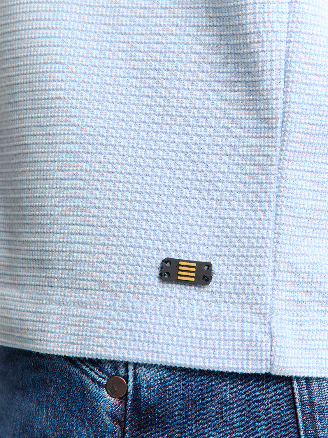 NO EXCESS Heren  T-Shirt Gebreide Structuur Lichtblauw  - Afbeelding 5