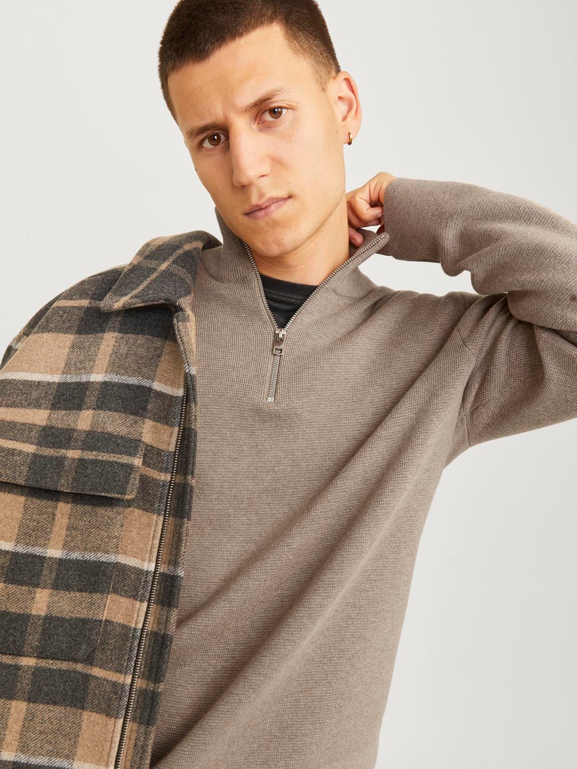 JACK&JONES Heren Trui Met Rits Milano Zandkleur  - Afbeelding 4
