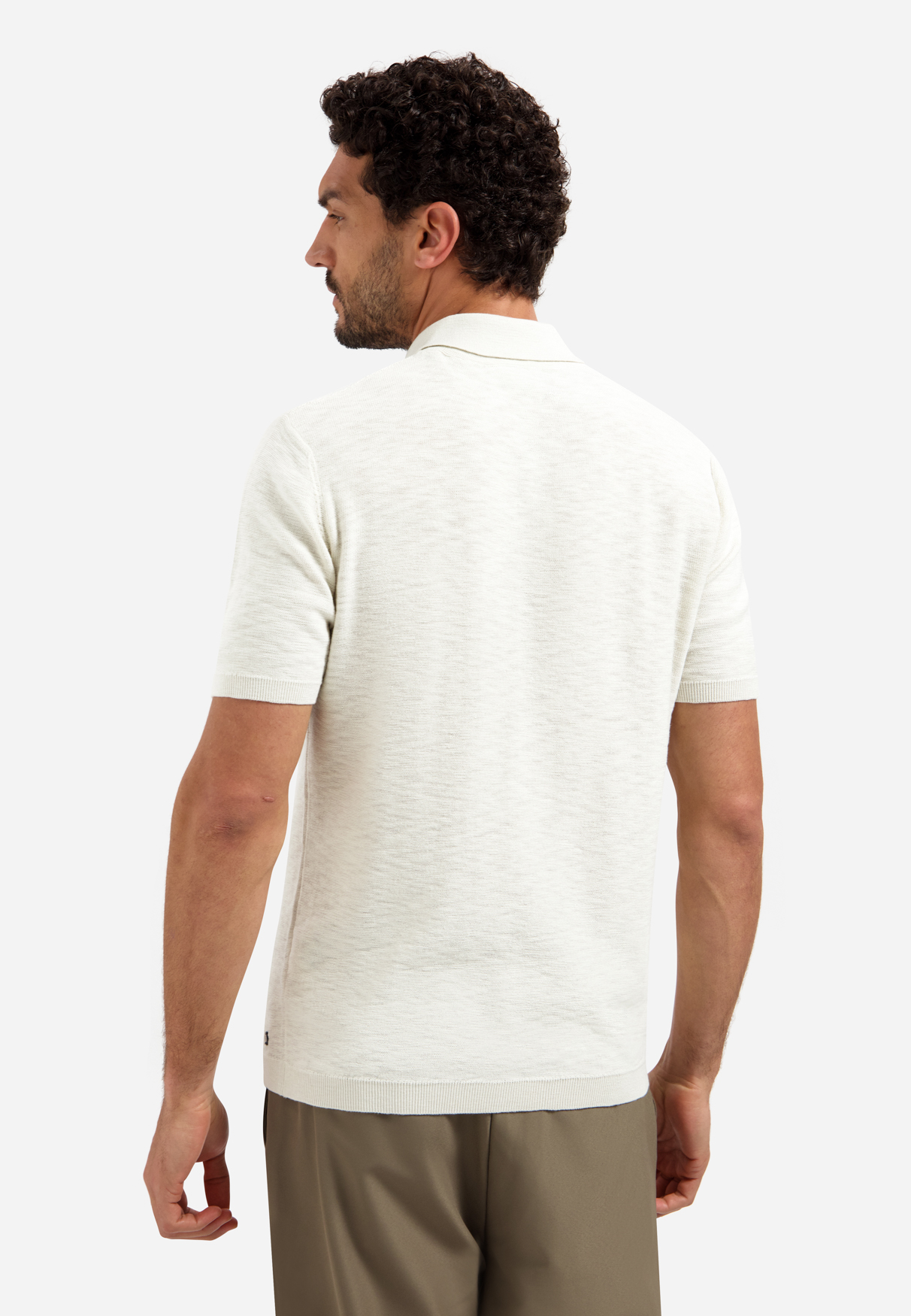 NO EXCESS Gebreid Heren Poloshirt Offwhite - Afbeelding 2