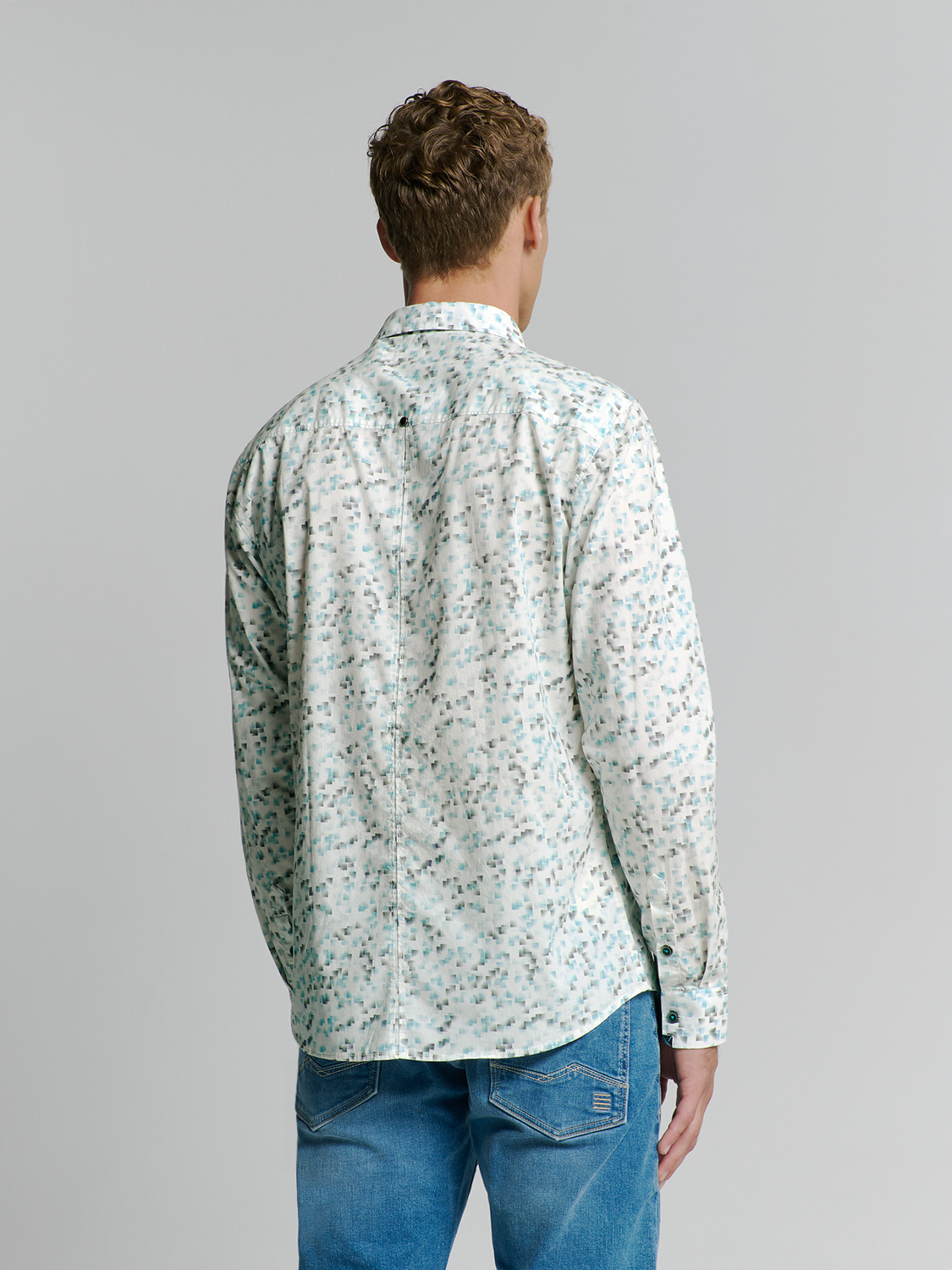 NO EXCESS Overhemd Allover Print Stretch Ice Blue  - Afbeelding 2