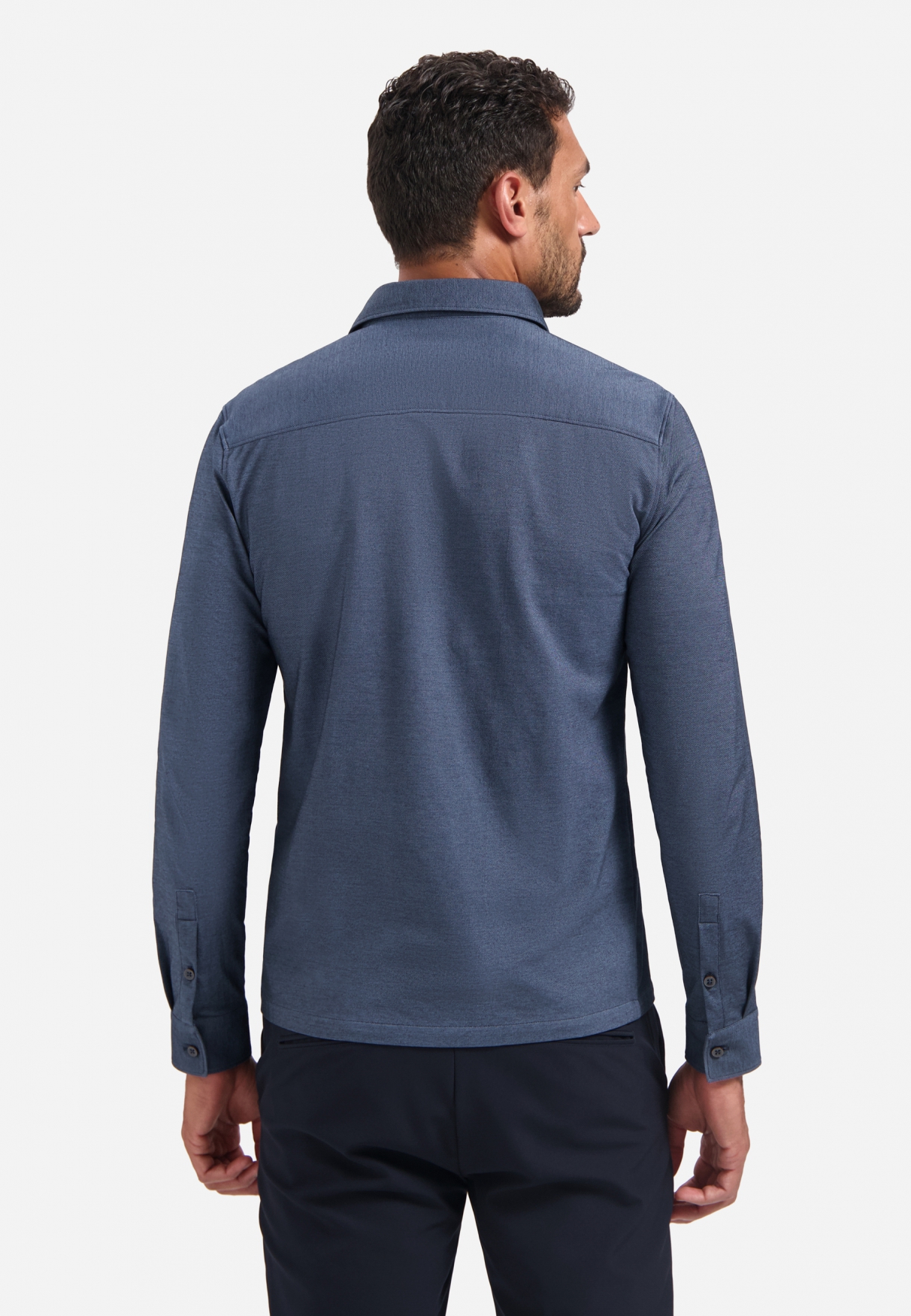 NO EXCESS Jersey Heren Overhemd Melange Blauw  - Afbeelding 2