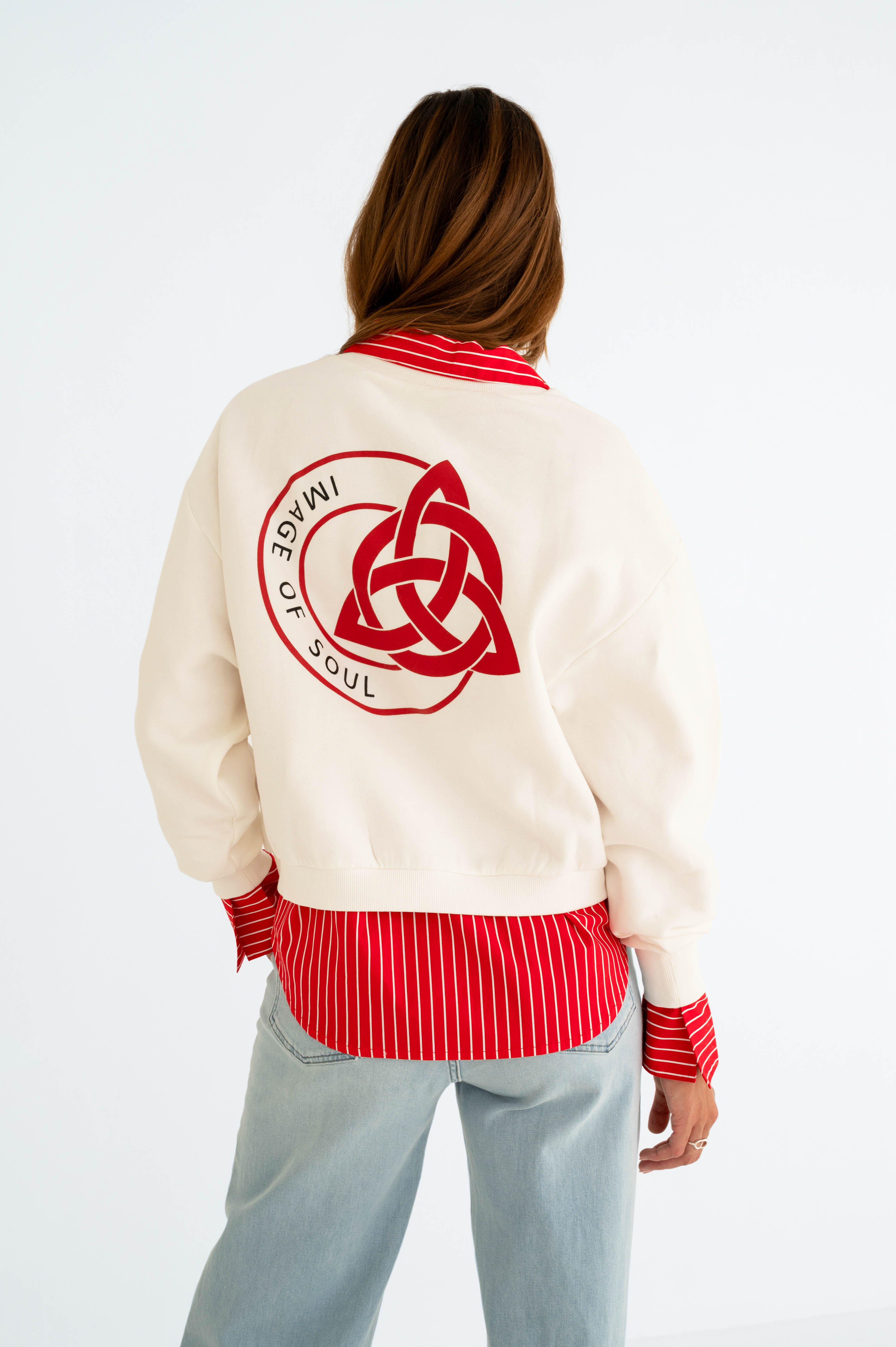 MAICAZZ Dames Sweater Sarai Offwhite-Rood 
