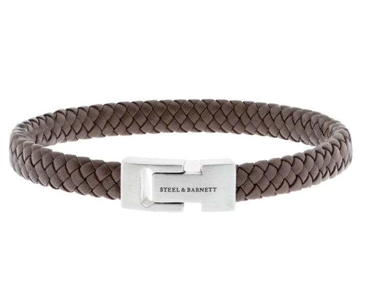 STEEL&BARNETT Herenarmband Archie Leer Bruin 
