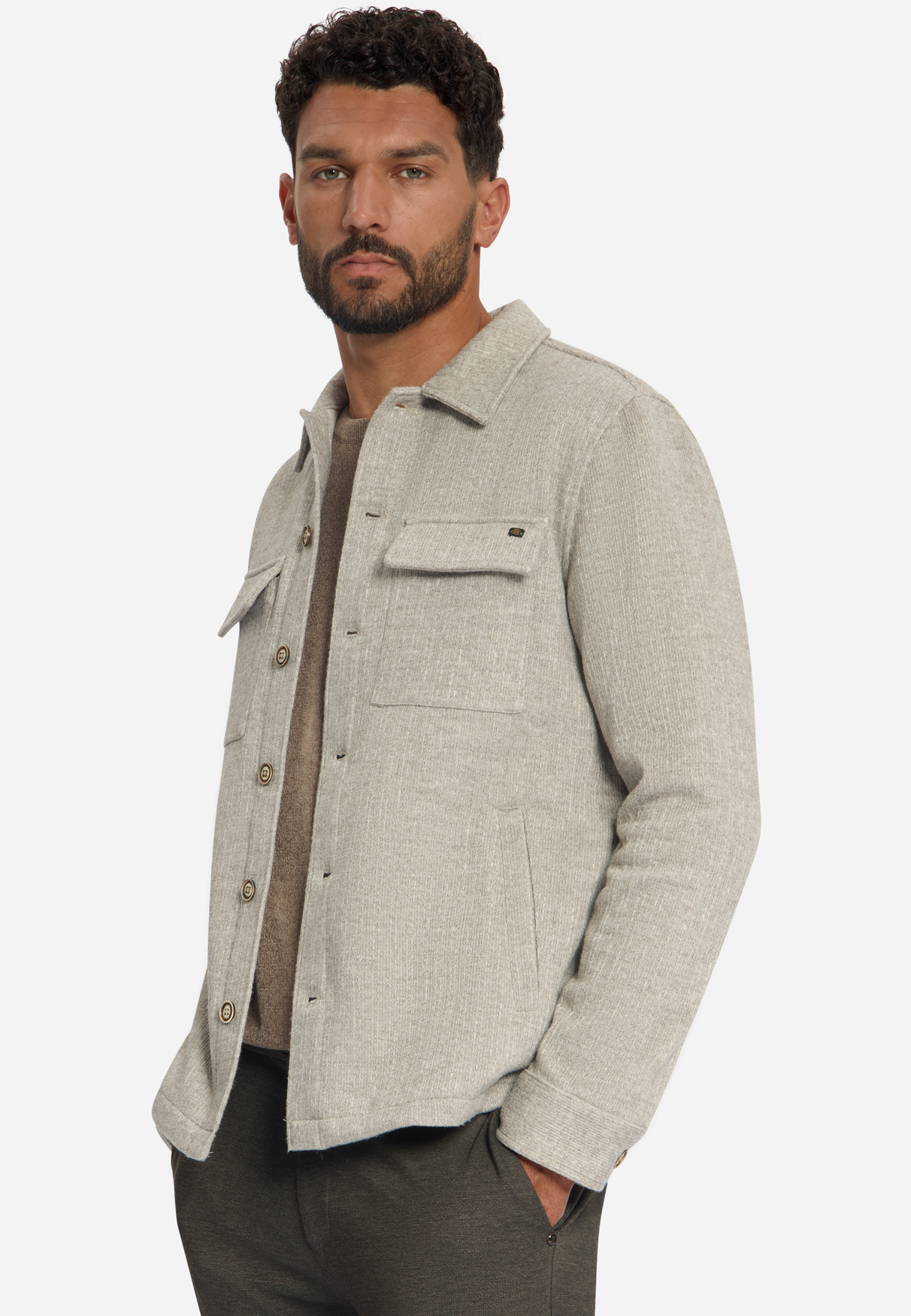 NO EXCESS Heren Overshirt Beige  - Afbeelding 3