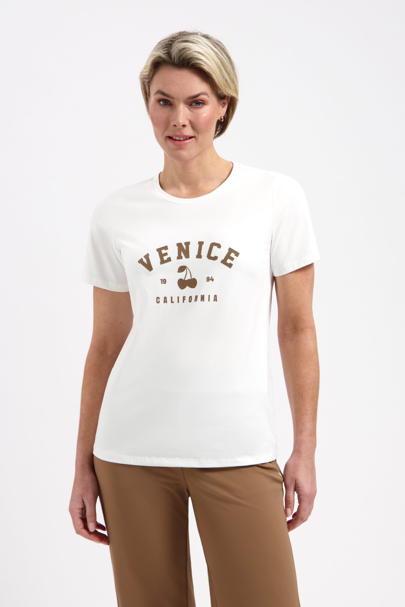 LADY DAY Dames T-Shirt Cherry Simple White