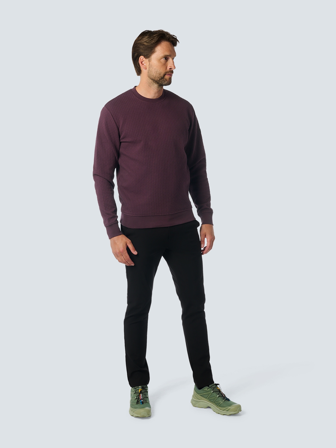 NO EXCESS Sweater Stretch Met Structuur Aubergine  - Afbeelding 2