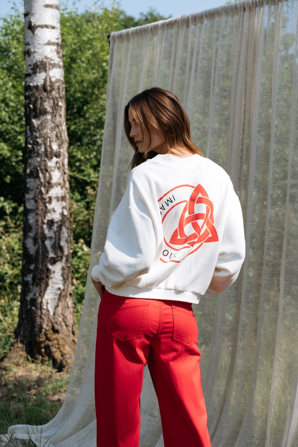 MAICAZZ Dames Sweater Sarai Offwhite-Rood  - Afbeelding 4