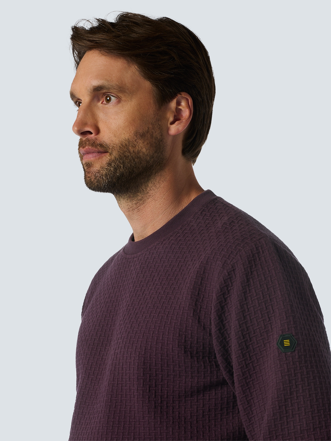 NO EXCESS Sweater Stretch Met Structuur Aubergine  - Afbeelding 3