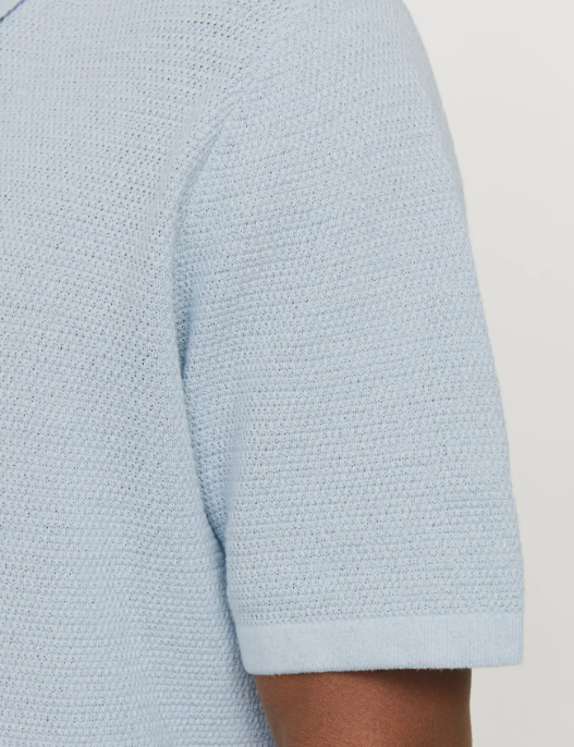 JACK & JONES Gebreid Heren Poloshirt George Lichtblauw - Afbeelding 4