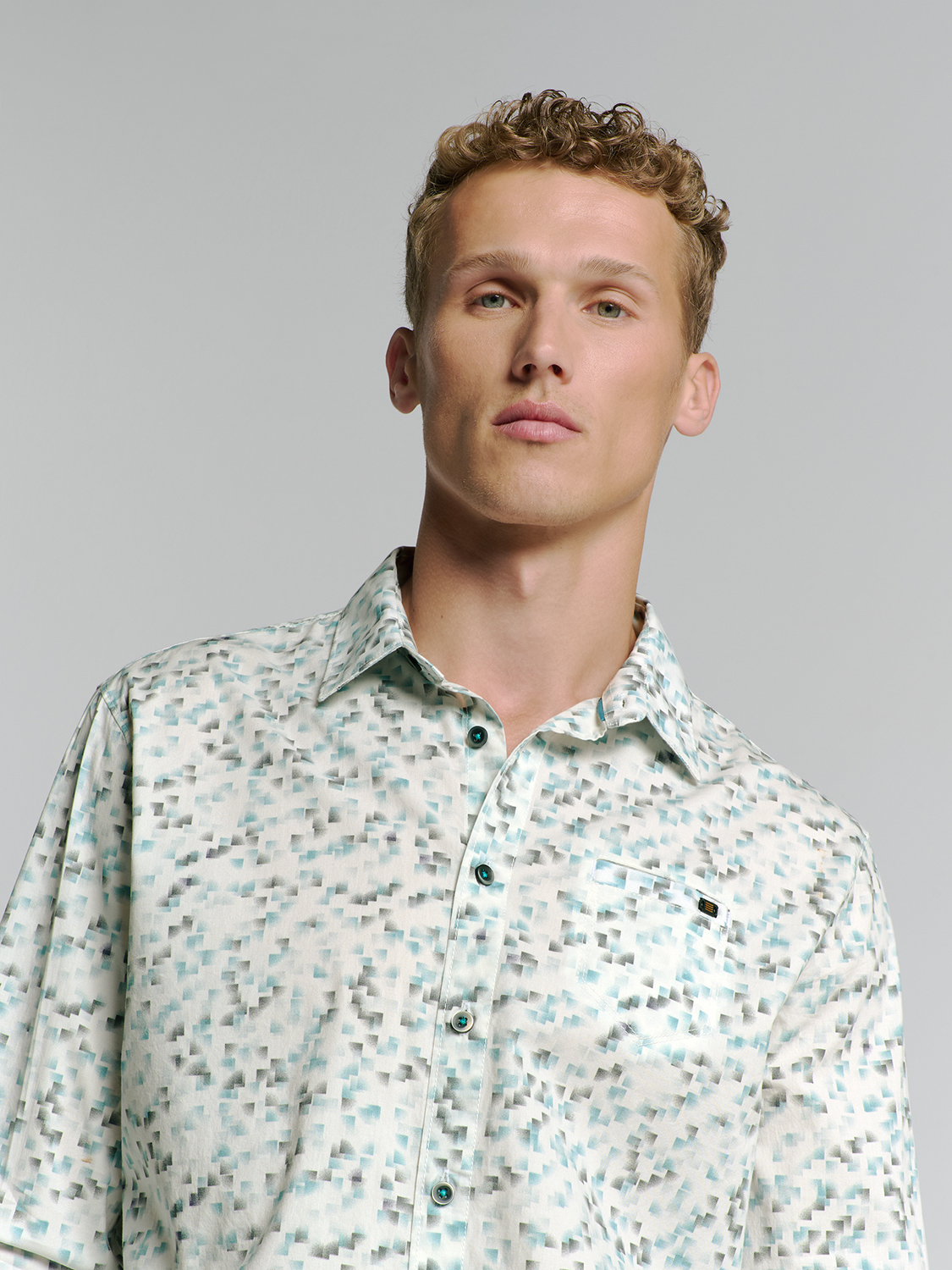 NO EXCESS Overhemd Allover Print Stretch Ice Blue  - Afbeelding 5