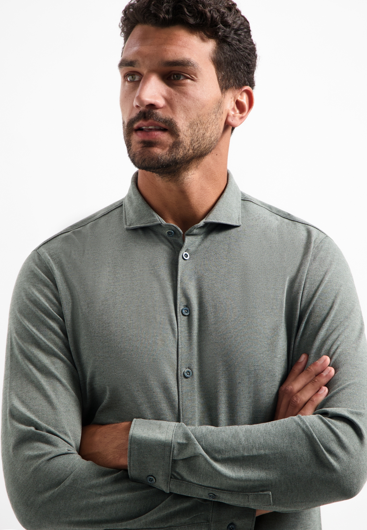 NO EXCESS Heren Jersey Overhemd Timeless Basic Donkergrijs  - Afbeelding 3