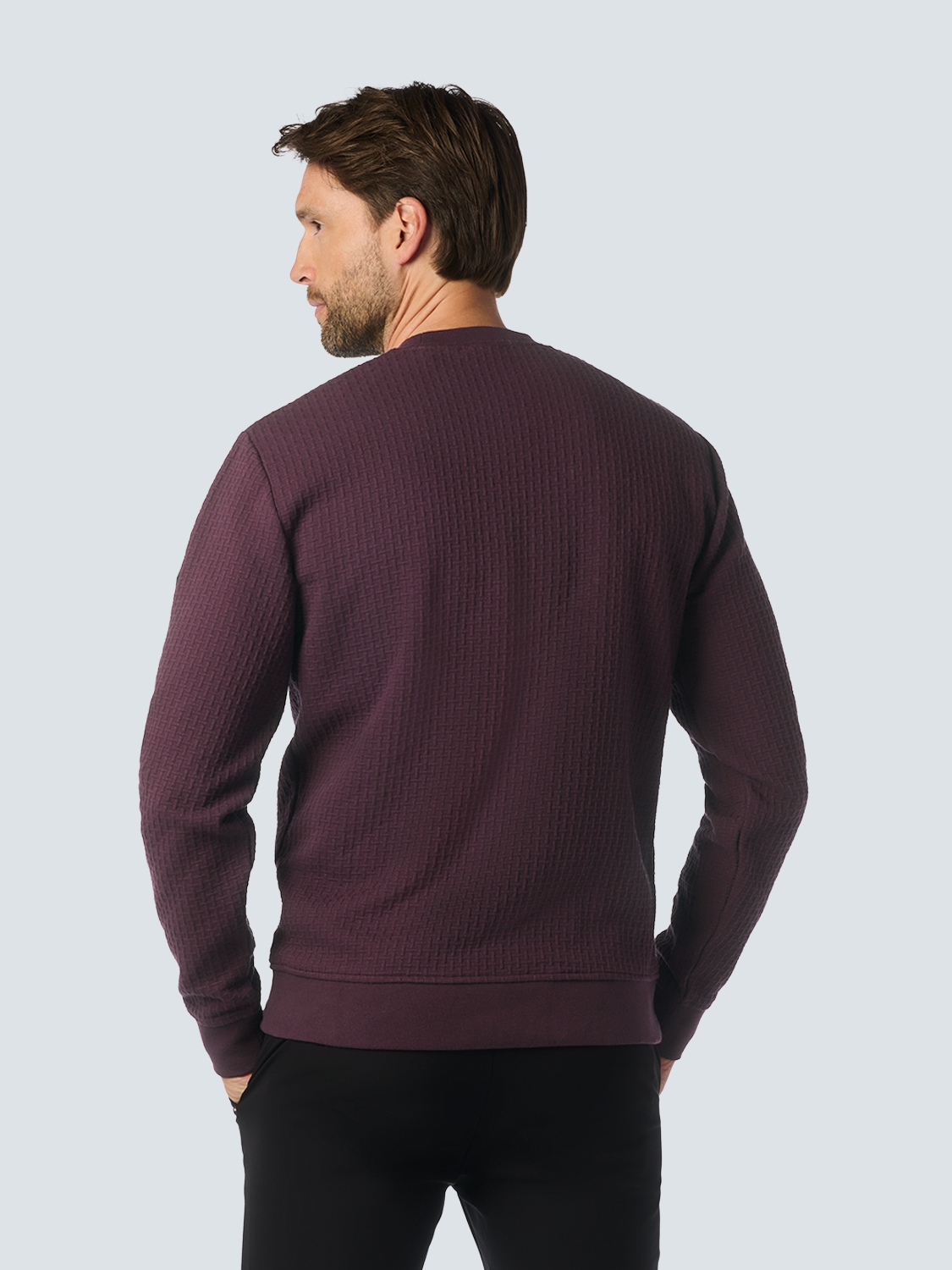 NO EXCESS Sweater Stretch Met Structuur Aubergine  - Afbeelding 4