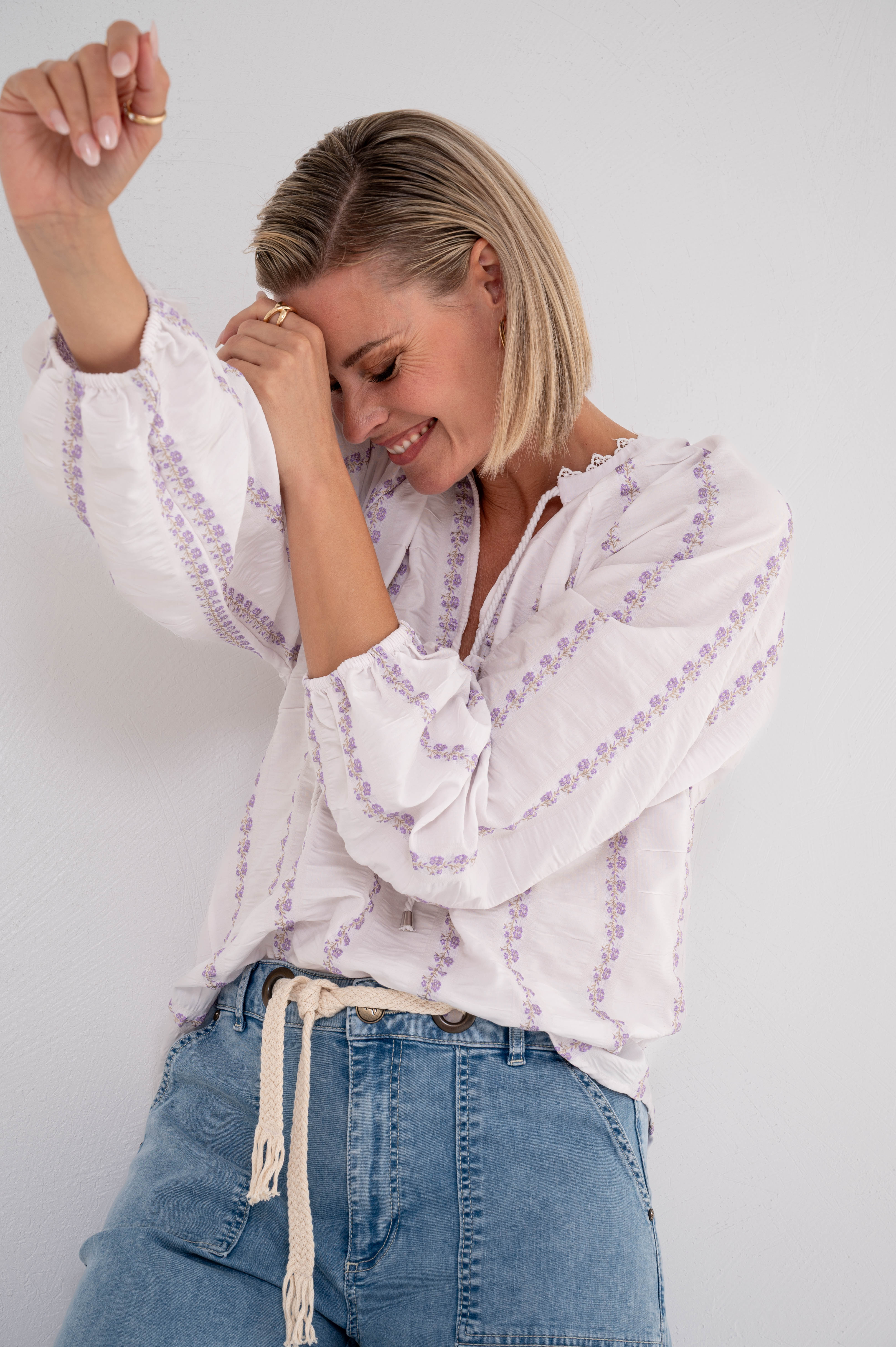 MAICAZZ Dames Top Totton Lilac Stripe 