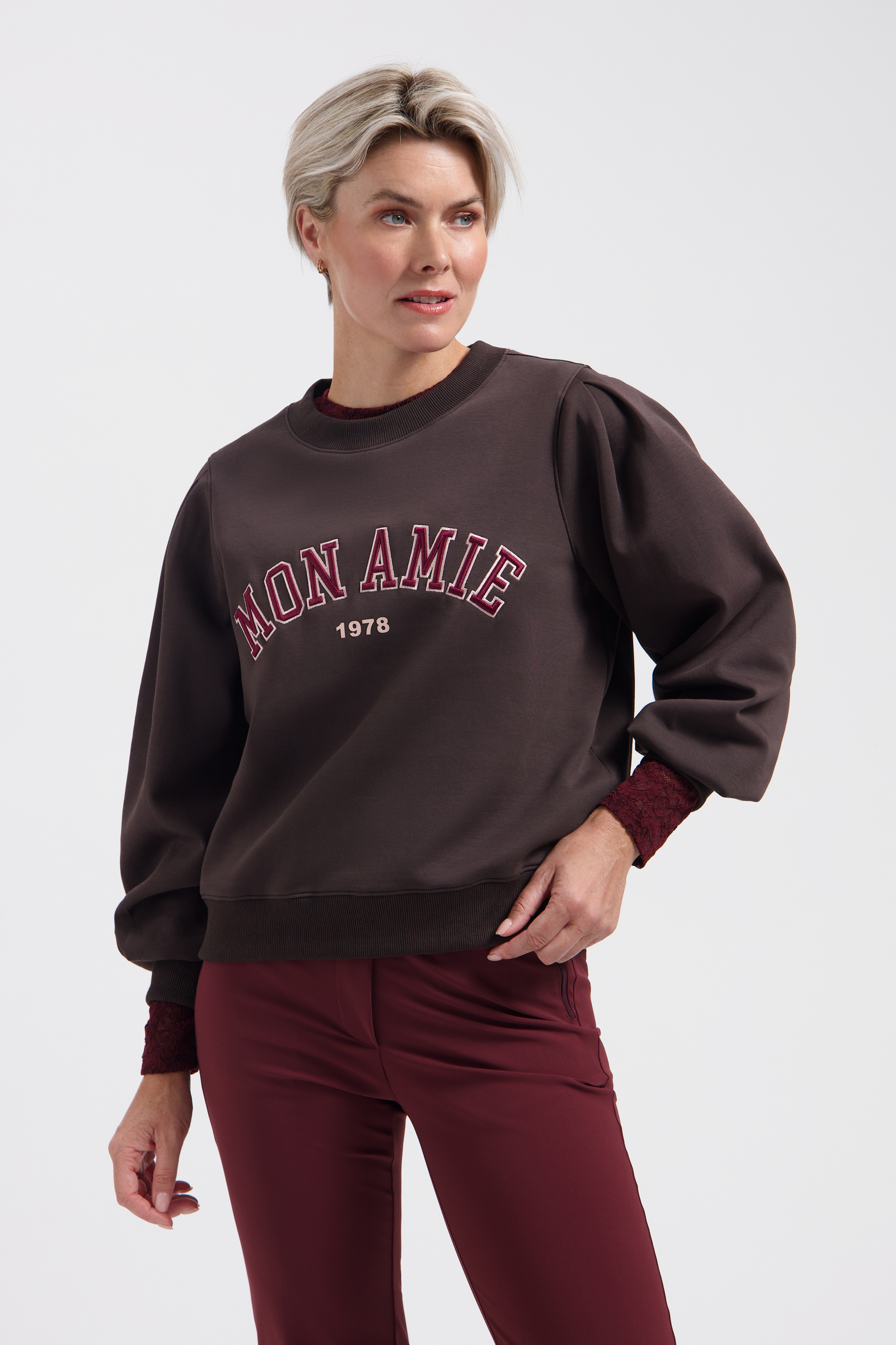 LADY DAY Dames Sweater Mon Amie Donkerbruin - Afbeelding 2