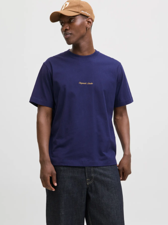 JACK & JONES Heren T-Shirt Originals Logo Donkerblauw