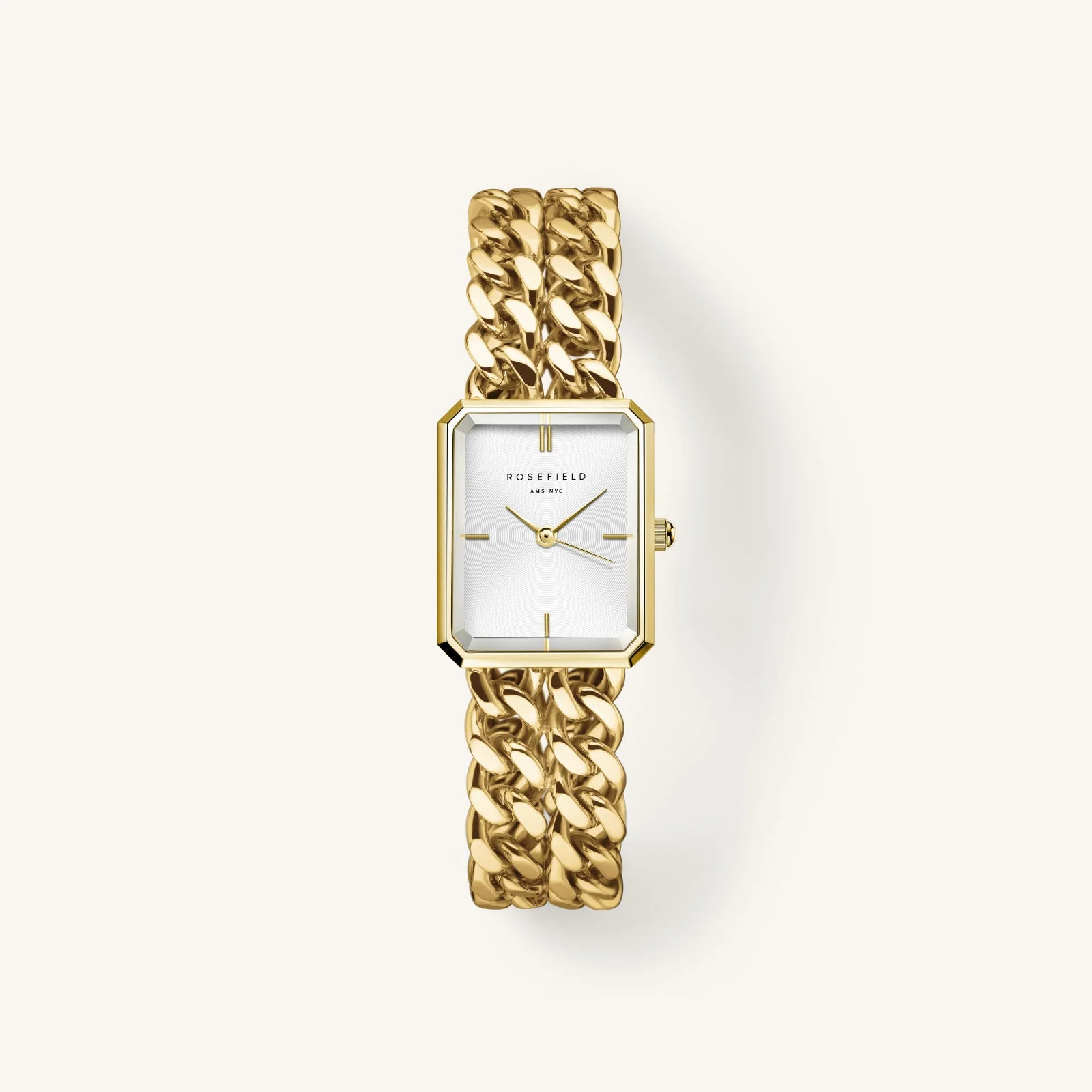 ROSEFIELD Dameshorloge Octagon XS Double Chain Gold-White