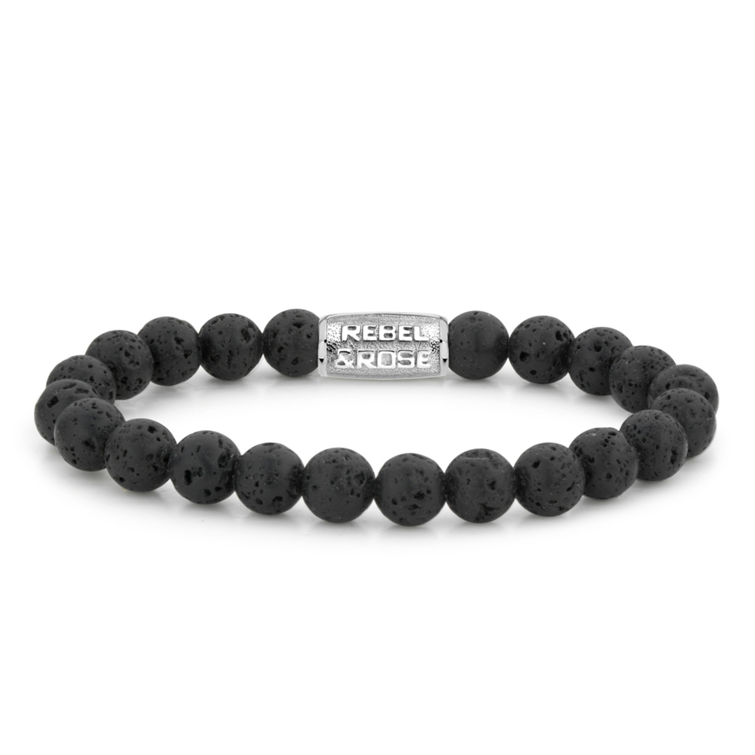 REBEL&ROSE Herenarmband Beads Black Moon 8 MM. 