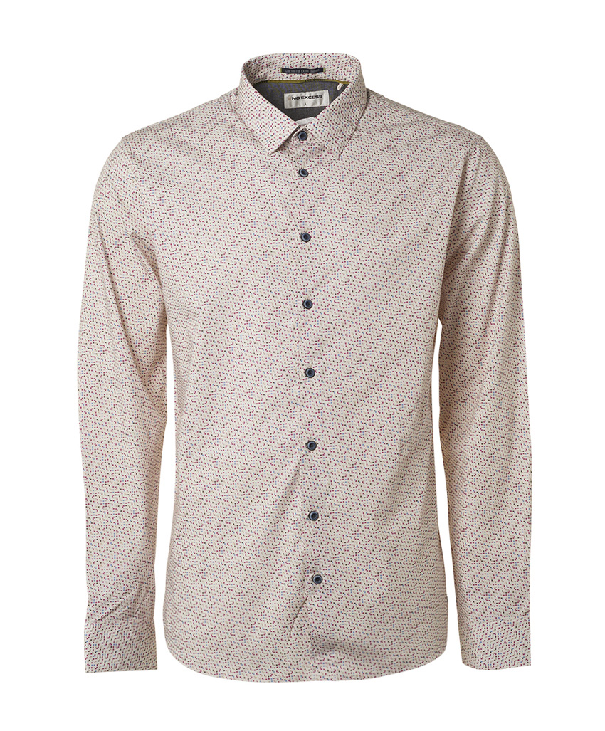 NO EXCESS Heren Overhemd Allover Print Offwhite 