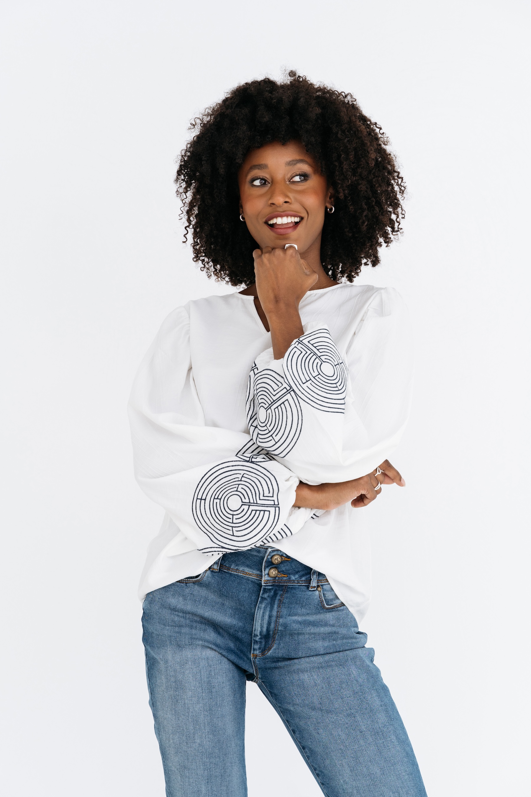 MAICAZZ Blouse Minde Offwhite-Navy 