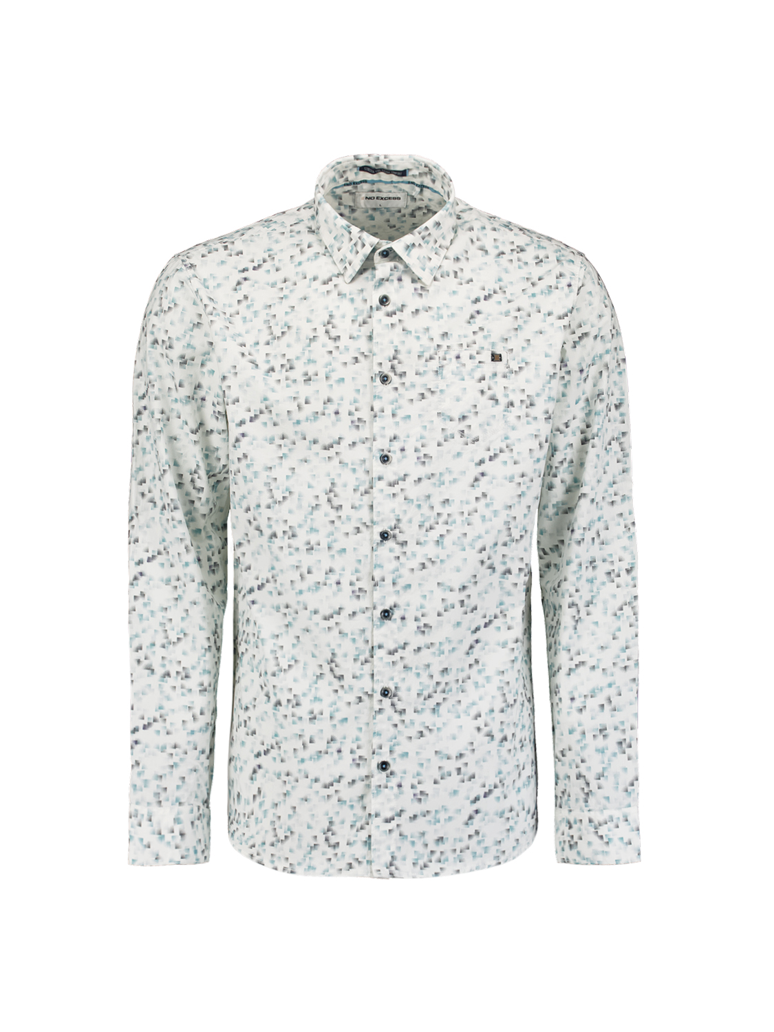 NO EXCESS Overhemd Allover Print Stretch Ice Blue  - Afbeelding 6