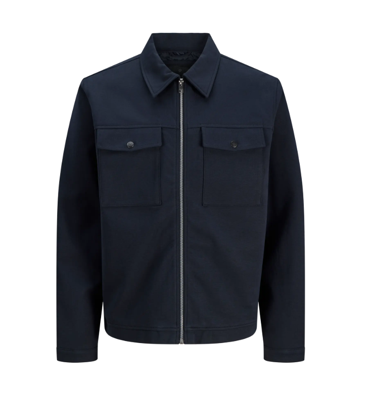 JACK & JONES Heren Overshirt Met Rits Pete Neo Donkerblauw  - Afbeelding 2