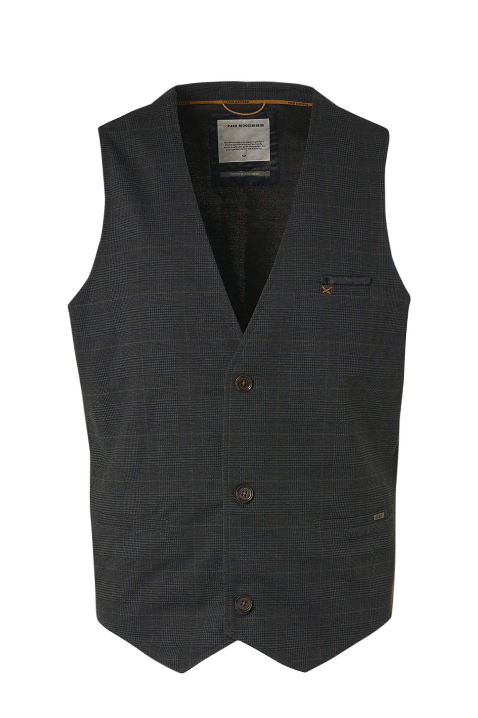 No Excess Gilet Geruit Zwart